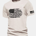 Regular Fit American Flag Print Cotton T-Shirt