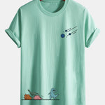 Regular Fit Dinosaurs Avoid Meteorites Print Cotton T-Shirt
