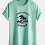 Regular Fit California Palm Tree Print Cotton T-Shirt