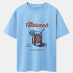 Vintage Whiskey Print Drop Shoulder Oversize T-Shirt