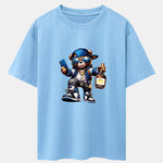 Hip Hop Bear Print Drop Shoulder Oversize T-Shirt