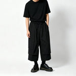 Multi-Panel Elastic-Waist Drapey Wide-Leg Pants