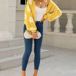 Zeagoo Women's Cute Daisy Knit Cardigan Long Sleeve Casual Flower Open Front Sweater Tops