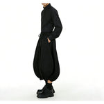 Japanese High-Waisted Loose-Fit Cropped Trousers