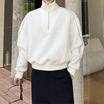 Half-zip Contrast Patchwork Stand-collar Sweatshirt