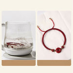 Buddha Stones Handmade Lotus Cinnabar Peace Buckle Blessing Braid Bracelet (Extra 35% Off | USE CODE: FS35)