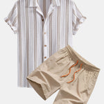 Striped Mesh Cuban Shirt & Swim Shorts