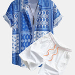 Paisley Border Button Up Shirt & Swim Shorts