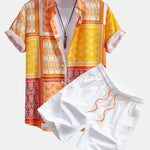 Paisley Border Button Up Shirt & Swim Shorts