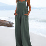 Zeagoo Women's Casual Sleeveless Jumpsuits Summer Solid High Waist Wide Leg Pants Soft Rompers with Pockets