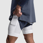 Men's Sports Fake Two-piece Double-layer Multi-pocket  Drying Sweat-wicking Breathable Causal Running Fitness Shorts