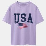 USA Flag Print Drop Shoulder Oversize T-Shirt