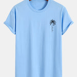 Regular Fit Palm Tree Slogan Print Cotton T-Shirt