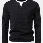 Long Sleeve 2 In 1 Notched Collar T-Shirt