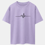 Heartbeat Flatline Print Drop Shoulder Oversize T-Shirt