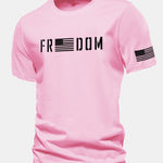 Regular Fit American Flag Freedom Print Cotton T-Shirt