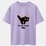 Electric Black Cat Print Drop Shoulder Oversize T-Shirt