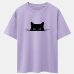 Black Cat Print Drop Shoulder Oversize T-Shirt