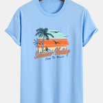 Regular Fit Summer Holiday Print Cotton T-Shirt