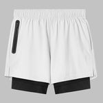 Men's fake two-piece multi-pocket quick-drying sports shorts