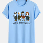 Regular Fit Halloween Horror Goose Print Cotton T-Shirt