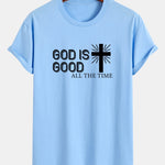 Regular Fit God Is Good Cross Print Cotton T-Shirt