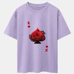 Rose K Print Drop Shoulder Oversize T-Shirt