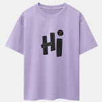 Hi Slogan Lines Print Drop Shoulder Oversize T-Shirt