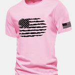 Regular Fit American Flag Print Cotton T-Shirt