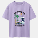 Beach Waves Print Drop Shoulder Oversize T-Shirt