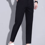 Slim Fit Tapered Cropped Trousers