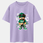 Graffiti Bear Print Drop Shoulder Oversize T-Shirt