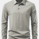 Solid Long Sleeve Cotton Polo Shirt
