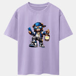 Hip Hop Bear Print Drop Shoulder Oversize T-Shirt