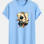 Regular Fit Dice Playing Cards Print Cotton T-Shirt