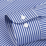 Long Sleeve Stripe Button Up Shirt & Elastic Waist Straight Leg Trousers