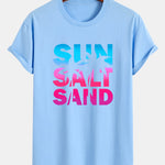 Regular Fit Colorful Sun Salt Sand Print Cotton T-Shirt
