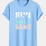 Regular Fit Sun Sand Palm Tree Print Cotton T-Shirt