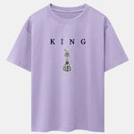 King Chess Print Drop Shoulder Oversize T-Shirt