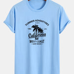 Regular Fit California Palm Tree Print Cotton T-Shirt
