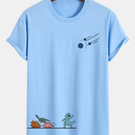 Regular Fit Dinosaurs Avoid Meteorites Print Cotton T-Shirt
