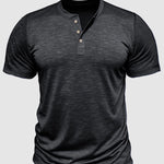 Men's solid color casual henley short-sleeved polo