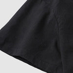 Men's solid color cotton-linen casual vacation short-sleeved shirt and shorts set