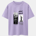 New York City Scenery Print Drop Shoulder Oversize T-Shirt