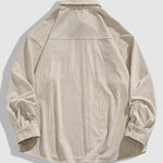 Men's solid color corduroy double pocket casual shirt