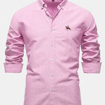 Cowboy Embroidery Cotton Oxford Button Up Shirt