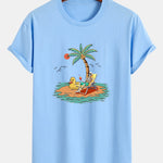 Regular Fit Skeleton On Vacation Print Cotton T-Shirt