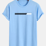 Regular Fit Paris Stripe Print Cotton T-Shirt