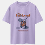 Vintage Whiskey Print Drop Shoulder Oversize T-Shirt