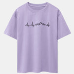 Heartbeat Mountain Print Drop Shoulder Oversize T-Shirt